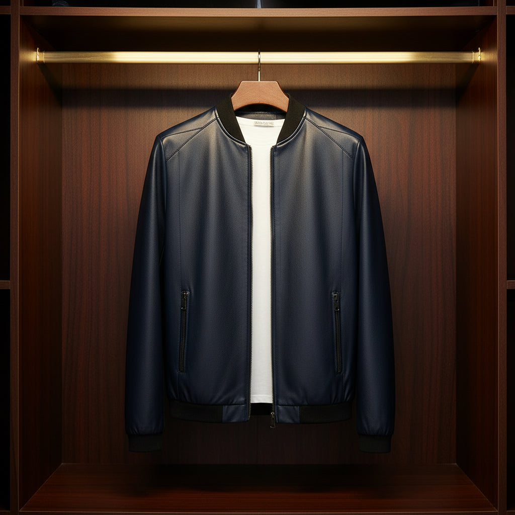 slim men's Leather jacket by Velora