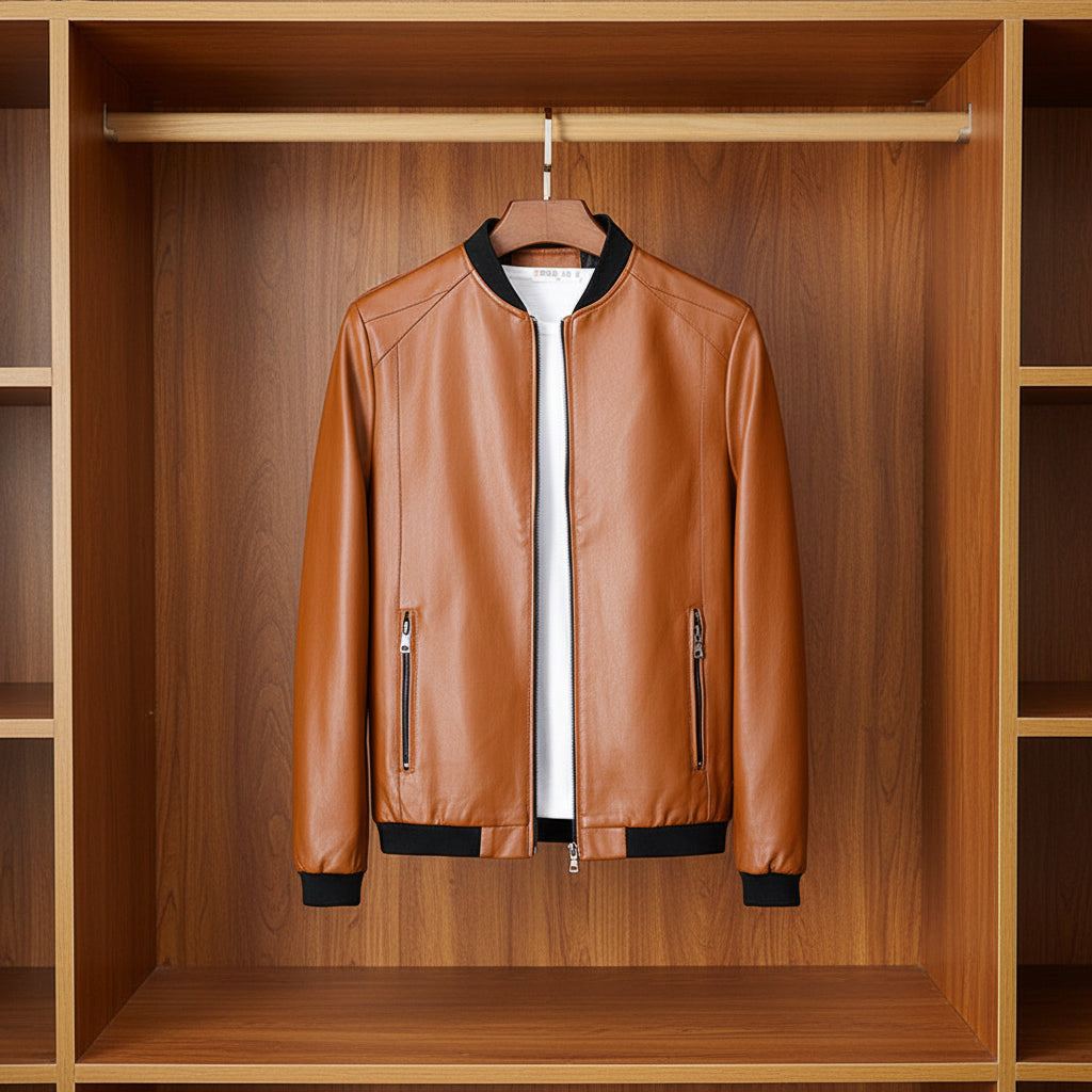 slim men's Leather jacket by Velora