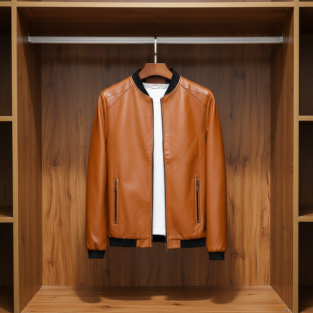 slim men's Leather jacket by Velora